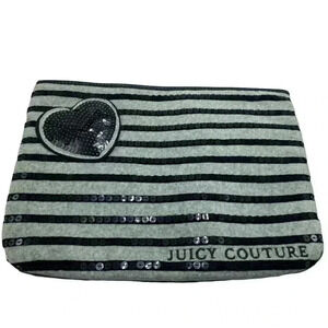Juicy Couture stripe sparkle large cosmetic  pouch travel iPad case